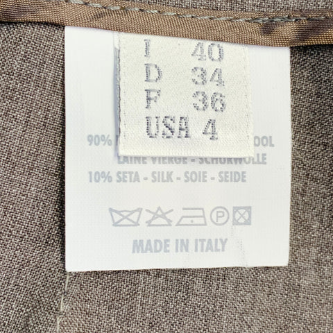 RIVAMONTI Size 4 Brown Virgin Wool Silk Narrow Leg Dress Pants