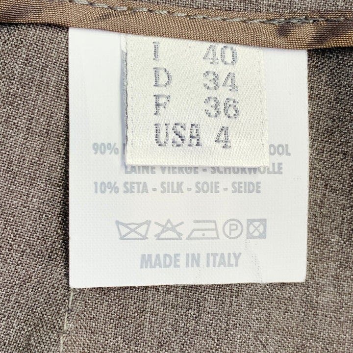 RIVAMONTI Size 4 Brown Virgin Wool Silk Narrow Leg Dress Pants