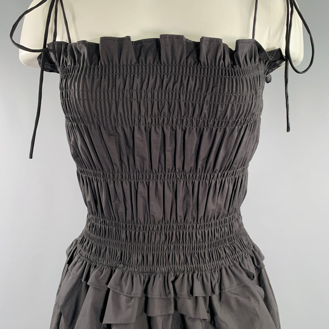 ALLINA LIU Size S Black Cotton Ruched Spaghetti Straps Long Dress