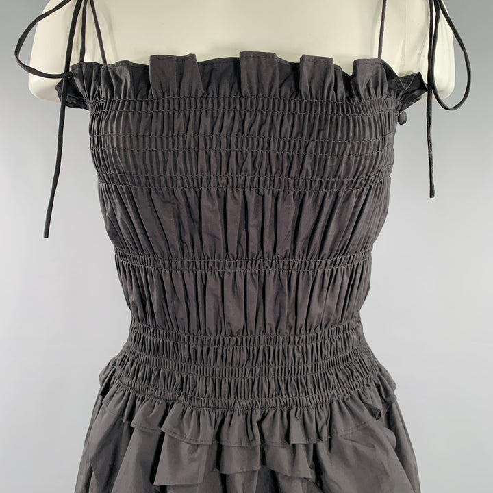 ALLINA LIU Size S Black Cotton Ruched Spaghetti Straps Long Dress