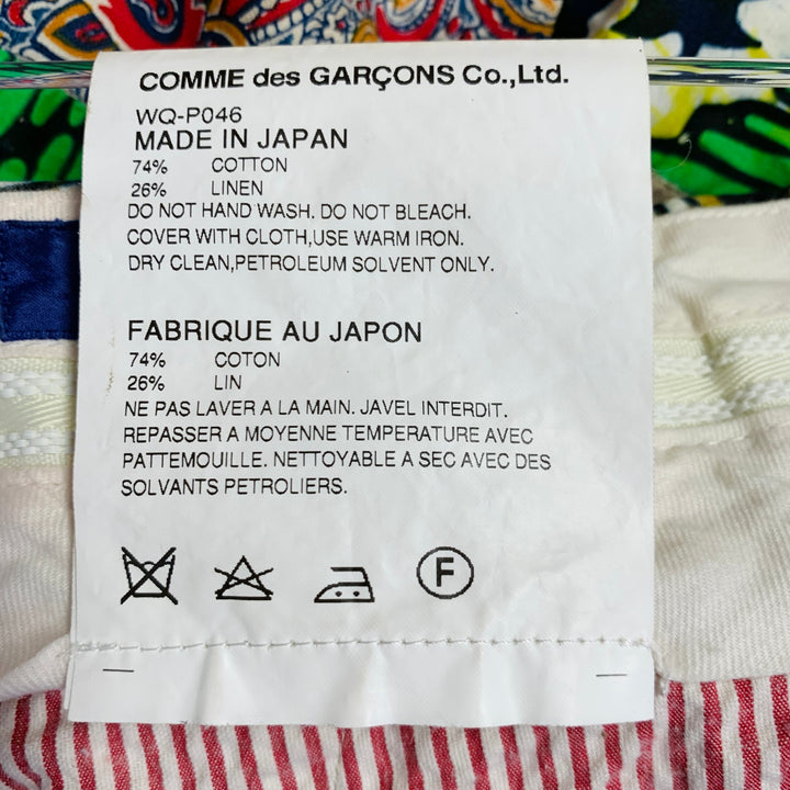 JUNYA WATANABE 2015 Size XL Multi Color Patchwork Cotton Linen Pleated Shorts