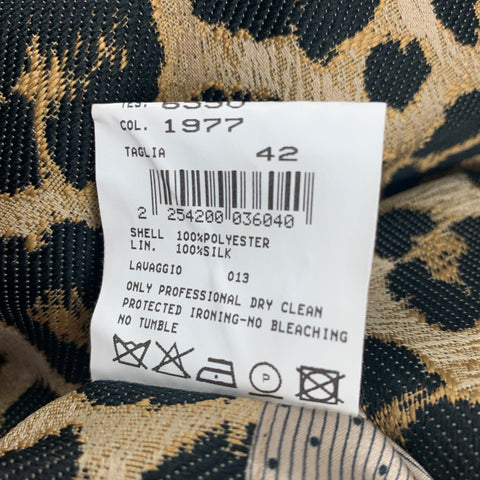GIORGIO ARMANI Taille 6 Veste zippée en jacquard à imprimé animal en polyester noir et marron clair