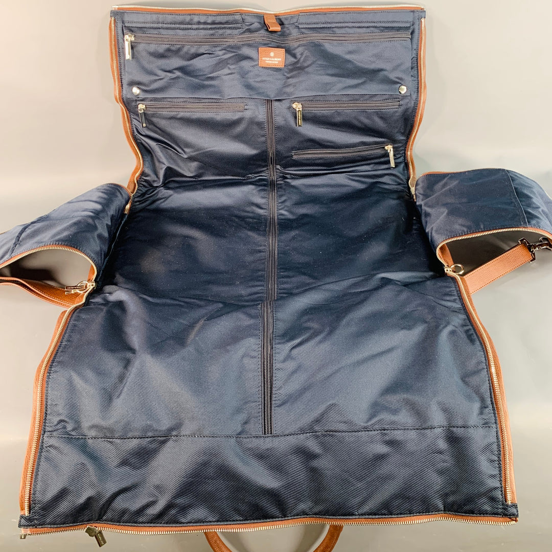 HOOK & ALBERT Brown Leather Convertible Weekender Garment Bag