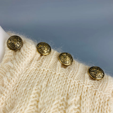 BALMAIN Size S Cream Mohair Blend Chunky Knit Sweater