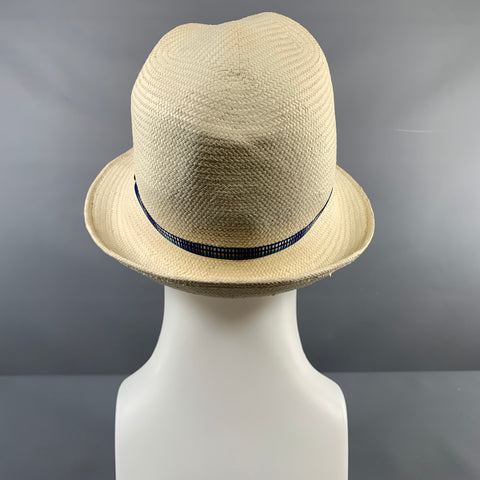 MAKINS Cream Blue Woven Straw Hats