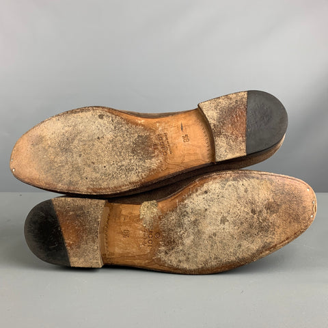 GUCCI Size 9.5 Brown Textured Leather Slip On Loafers