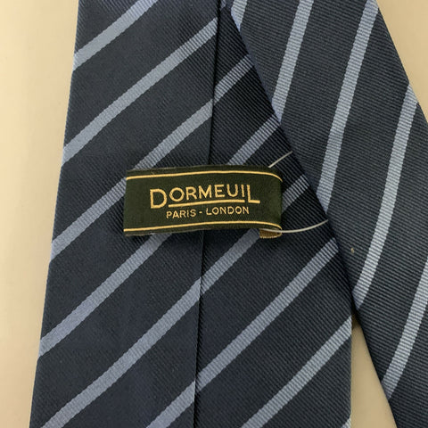 DORMEUIL Navy Blue Stripe Silk Tie