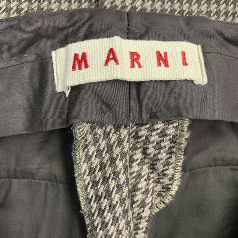 MARNI Size 32 Brown Beige Houndstooth Wool Flat Front Casual Pants