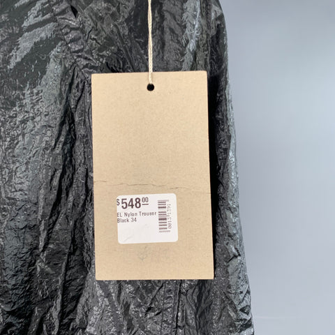 ECKHAUS LATTA Size 34 Black Wrinkled Nylon Pleated Wide Leg Baggy Casual Pants