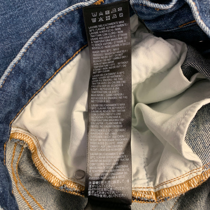 BALENCIAGA Size 31 Indigo Wash Denim Distressed Button Fly Jeans