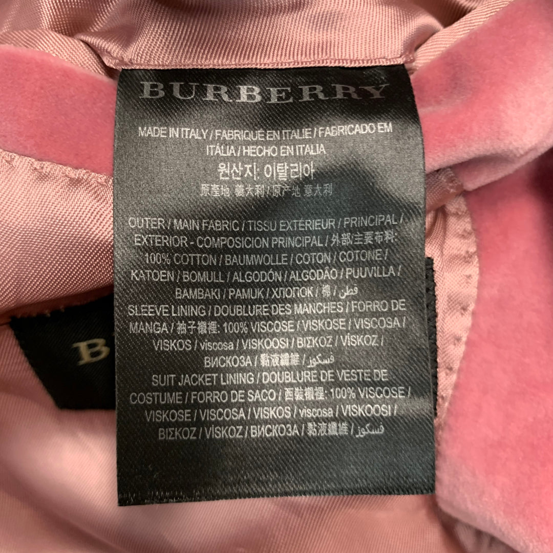BURBERRY Size 40 Pink Velvet Notch Lapel Sport Coat