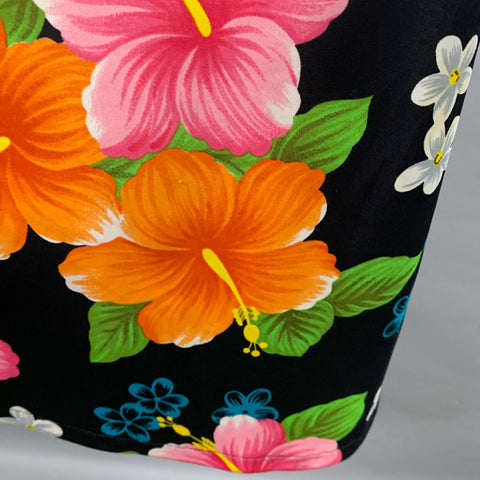 DOLCE & GABBANA 2000s Size M Black Multi Color Polyester Floral Side Zipper Swim Coverup Skirt