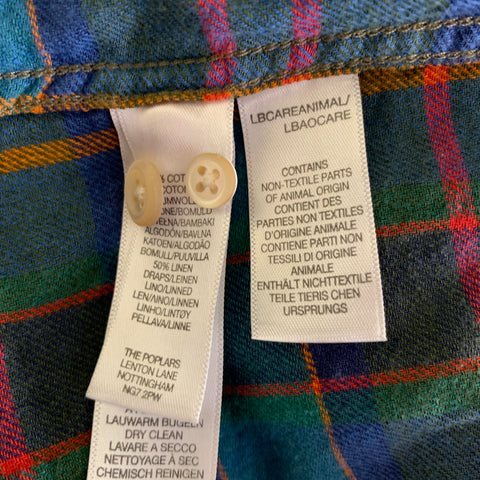 PS by PAUL SMITH Size M Blue Multi-Color Plaid Linen Cotton Long Sleeve Shirt