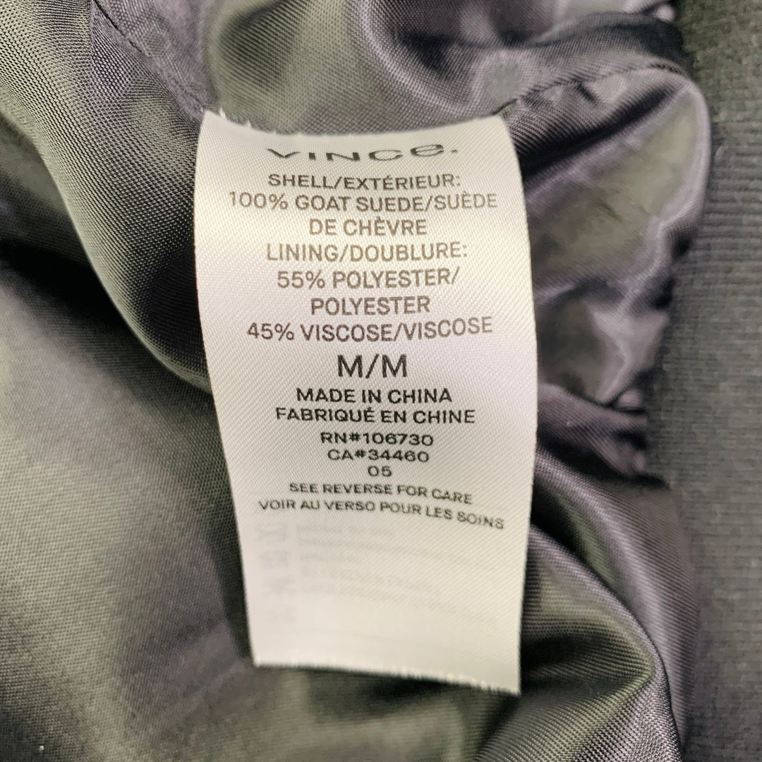 VINCE Size M Brown Black Suede Zip Up Bomber Jacket