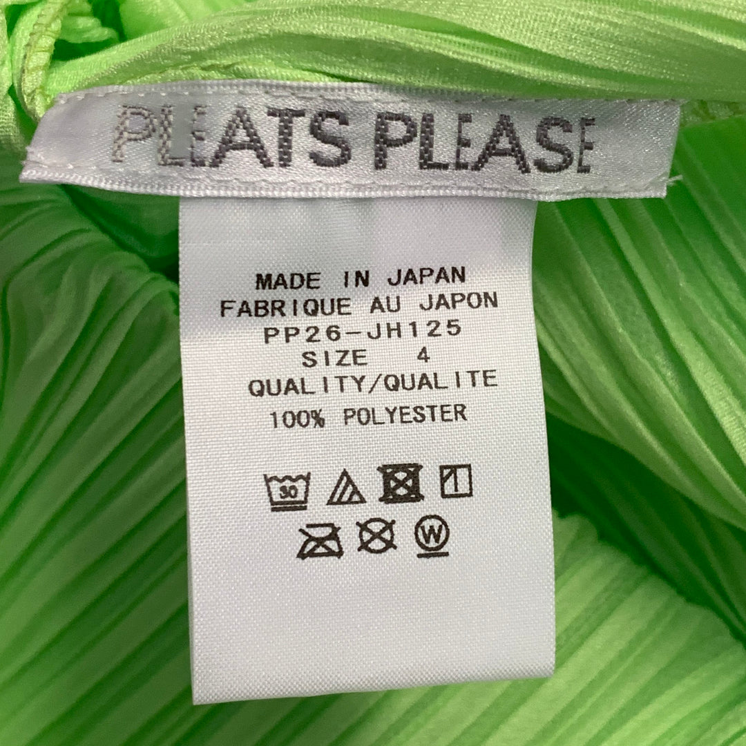 ISSEY MIYAKE PLEATS PLEASE Size L Neon Green Polyester Pleated Shift Dress