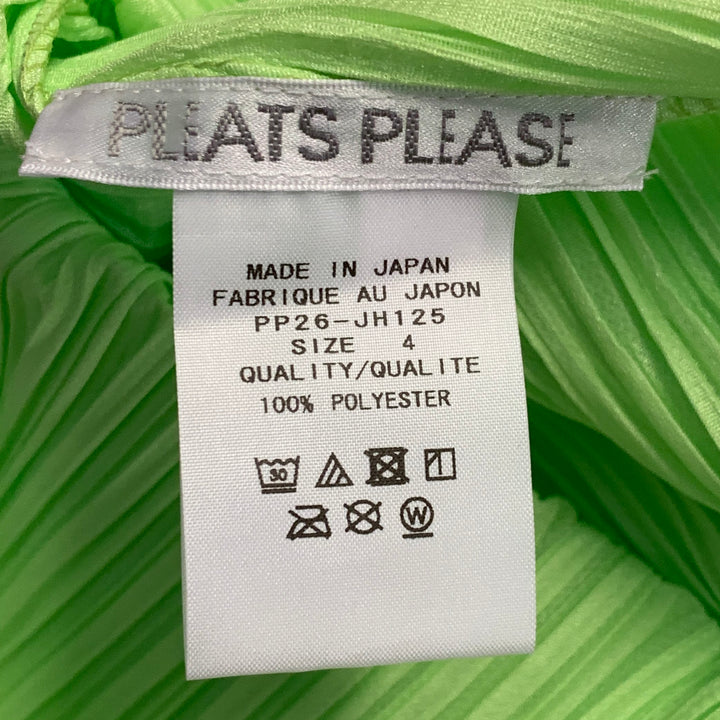 ISSEY MIYAKE PLEATS PLEASE Size L Neon Green Polyester Pleated Shift Dress
