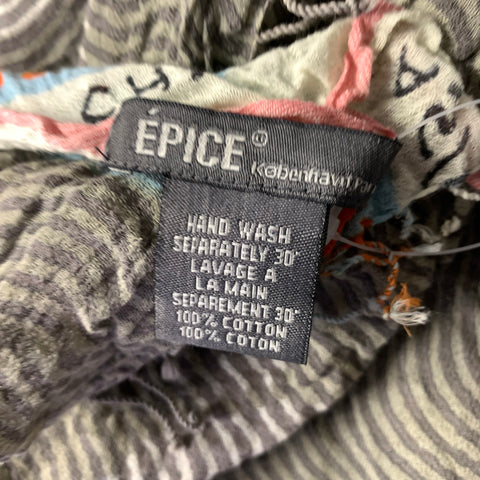 EPICE Grey Green Lines Cotton Scarves & Shawls