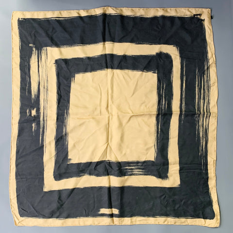 APOSTROPHE Tan Black Silk Brushstroke Scarf Shawl