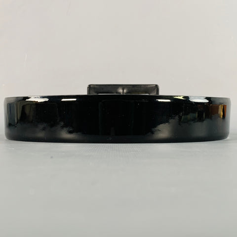 RALPH LAUREN COLLECTION Size S Black Patent Leather Covered Buckle Belt