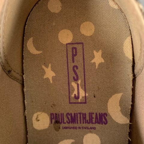 PAUL SMITH JEANS Size 7 -Musa- Tan Black Window Pane Canvas Low Top Sneakers
