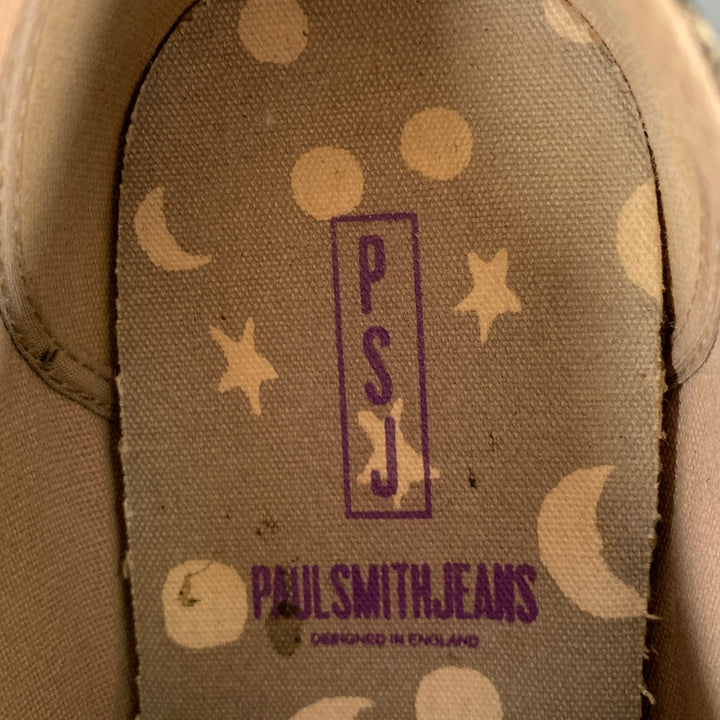 PAUL SMITH JEANS Size 7 -Musa- Tan Black Window Pane Canvas Low Top Sneakers
