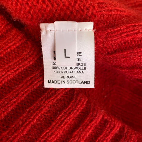 HORATIO Size L Red Knit Wool Ribbed Sweater