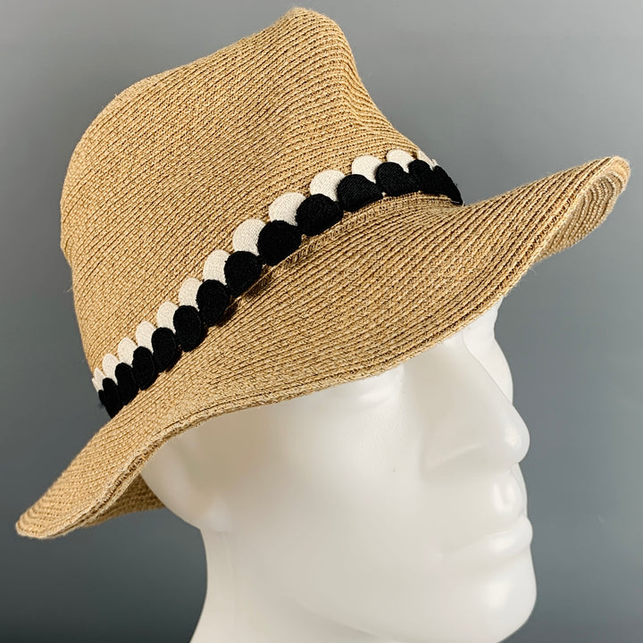 EUGENIA KIM Sombrero de algodón de papel Toyo tejido natural beige