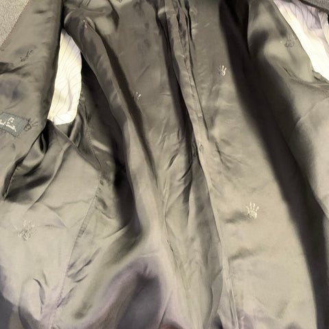 PS by PAUL SMITH Gents Overcoat Size XXL Grey Black Nailhead Wool Contrast Collar Coat