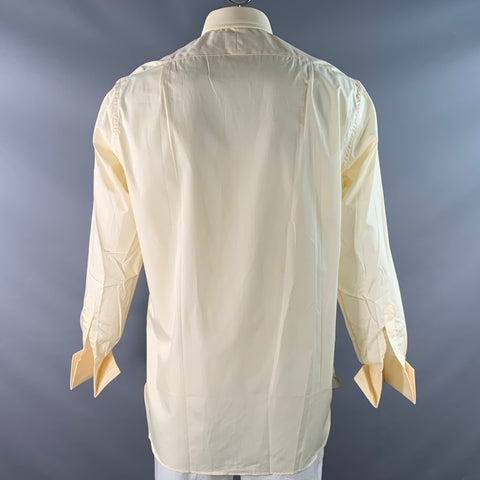 TURNBULL & ASSER Size L Beige Cotton Curved Cutaway Long Sleeve Shirt