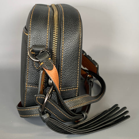 COACH SS2018 Black Brown Metallic Leather Shoulder Bag