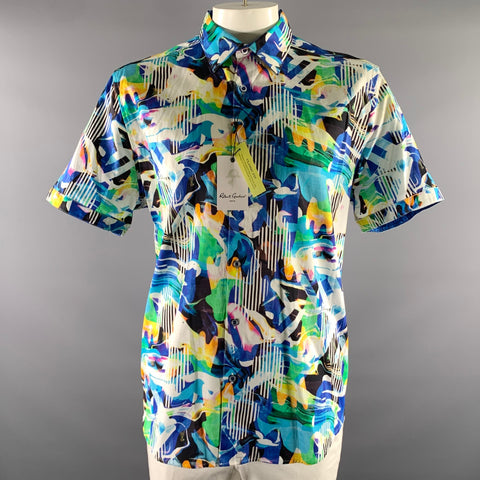 ROBERT GRAHAM Size XXL Blue Abstract Short Sleeve Shirt
