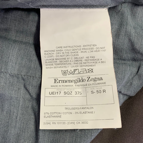 ERMENEGILDO ZEGNA Size 34 Brown Cotton Blend Flat Front Casual Pants