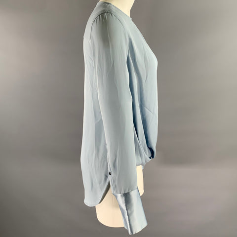 RAG & BONE Size XS Blue Silk Faux Wrap Blouse