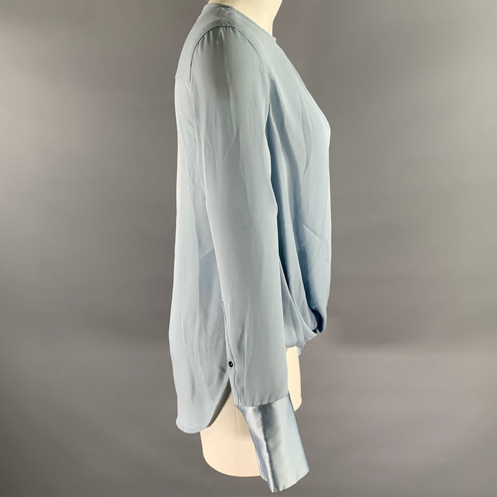 RAG & BONE Size XS Blue Silk Faux Wrap Blouse