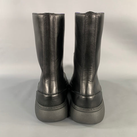 BURBERRY Size 10 Black Leather Lace Up Boots