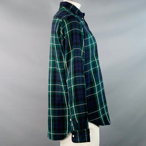 GITMAN VINTAGE Size XL Green Blue Plaid Cotton Twill Button Down Collar Long Sleeve Shirt