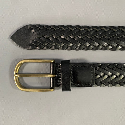 NO BRAND Black Gold Braided Leather Belt
