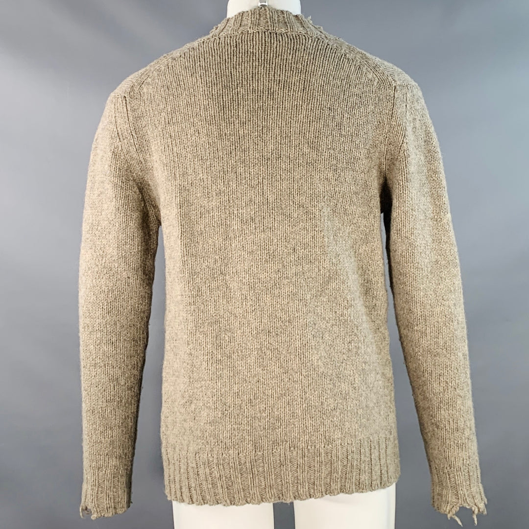 DANIELE ALESSANDRINI Size M Grey Knit Wool Distressed Cardigan