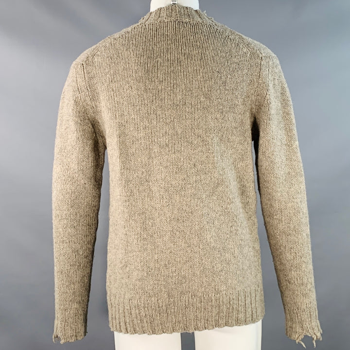 DANIELE ALESSANDRINI Size M Grey Knit Wool Distressed Cardigan