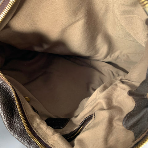 CHLOE Marcie Brown Gold Pebble Grain Leather Handbag