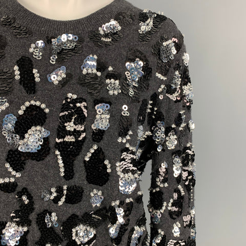 MICHAEL KORS COLLECTION Size M Charcoal Black Silver Sweater