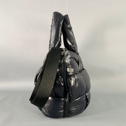 ROBERTA GANDOLFI Medium Black Puffy Quilted Nylon Woven Tote Handbag