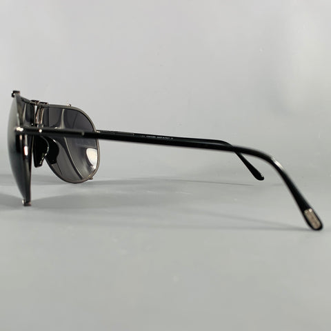 TOM FORD Luca Black Metal Acetate Aviator Sunglasses