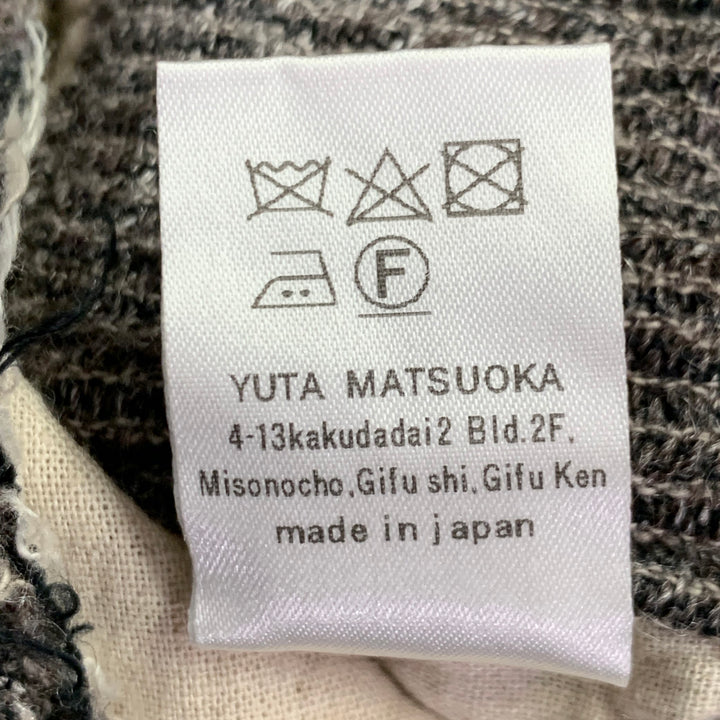 YUTA MATSUOKA Size L Grey White Cotton Wool Linen Wide Leg Casual Pants