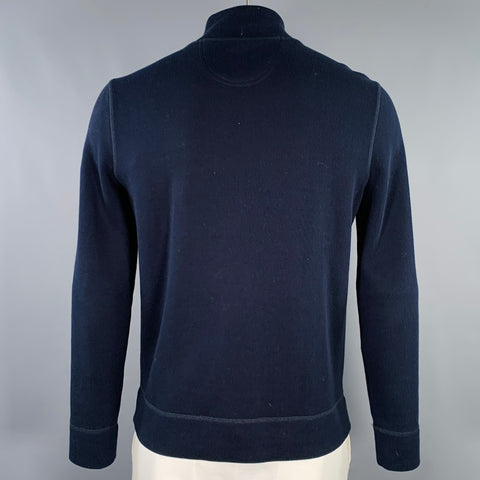 FACONNABLE Size L Navy Cotton 1/4 Zip Pullover