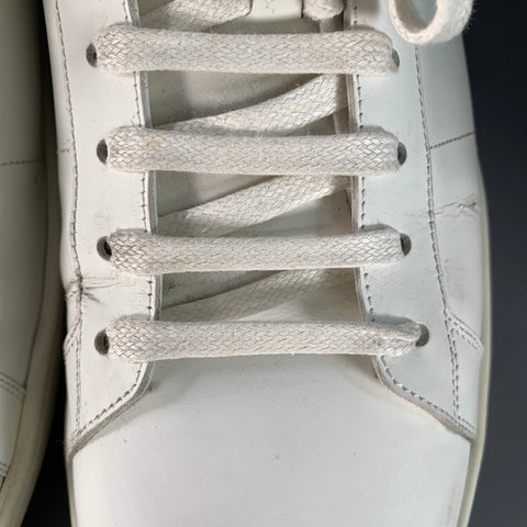 SAINT LAURENT Size 15 White Leather Low Top Lace-Up Sneakers
