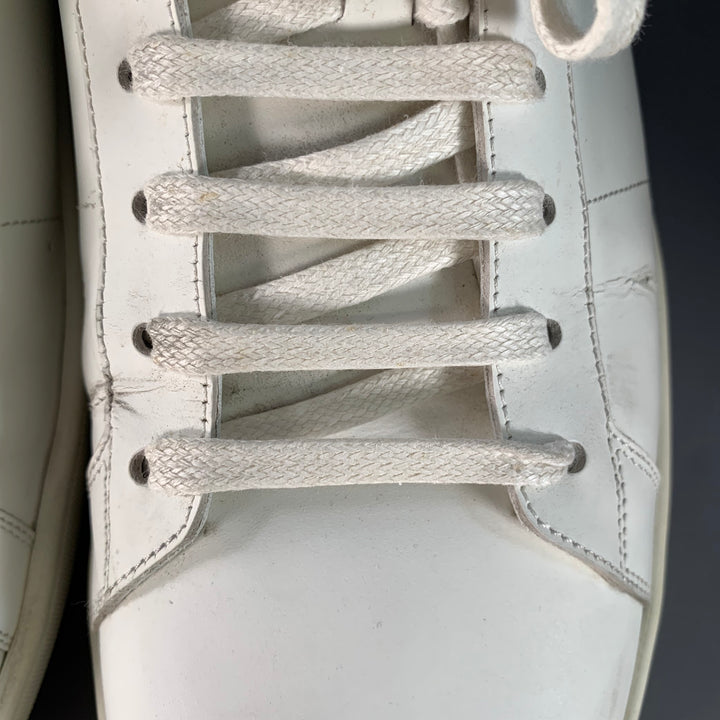 SAINT LAURENT Size 15 White Leather Low Top Lace-Up Sneakers