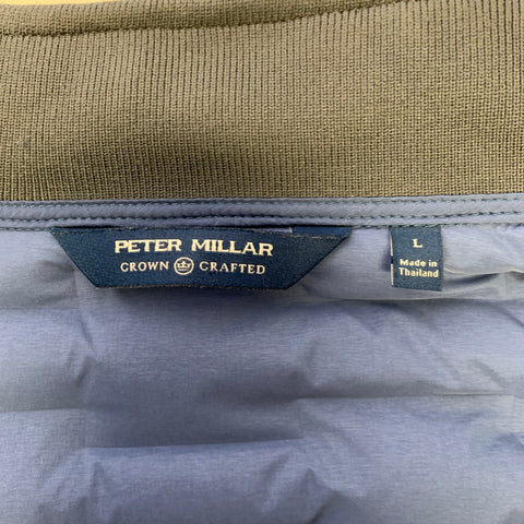 PETER MILLAR Taille L Gilet matelassé bleu en mélange de nylon avec double fermeture éclair