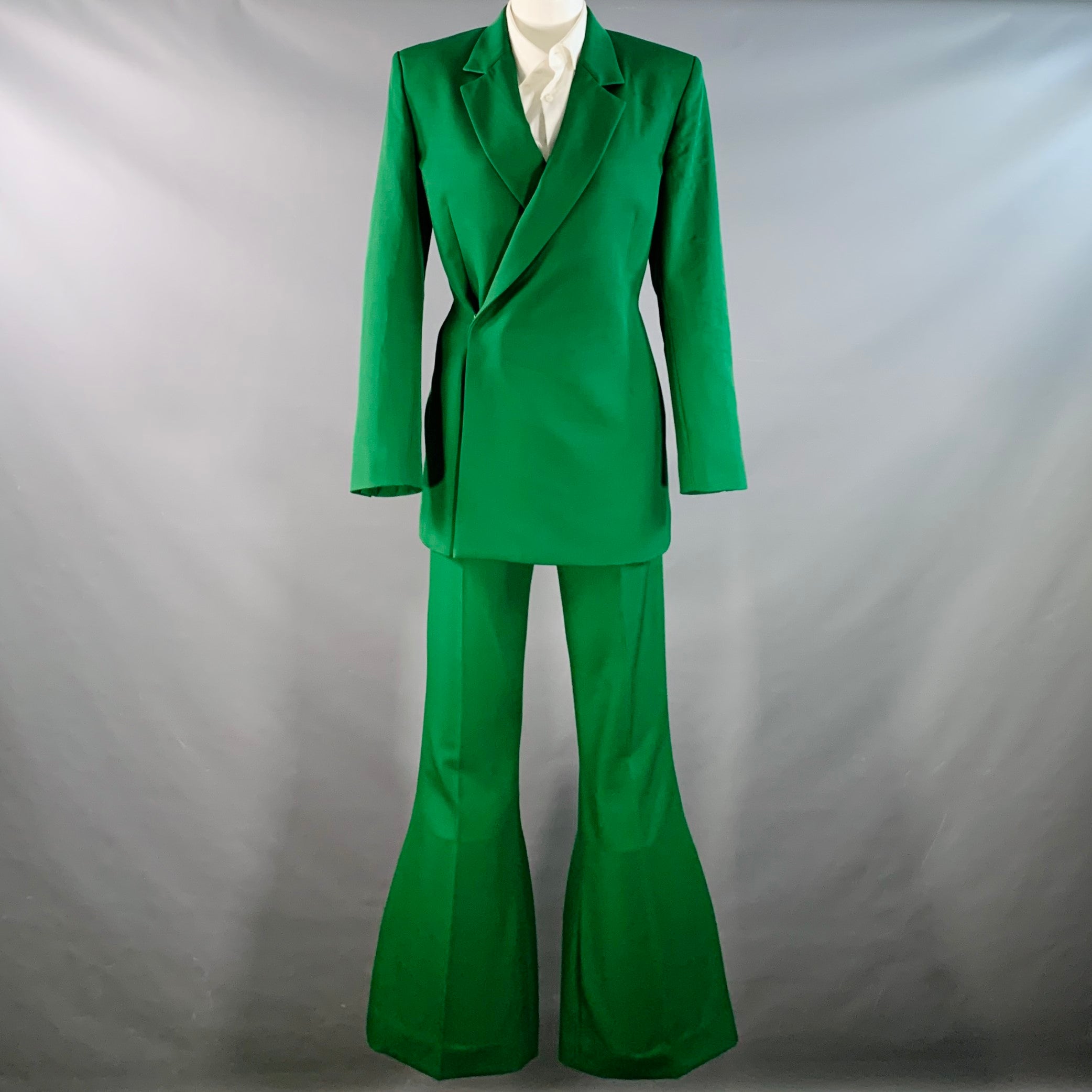 EGONLAB Size 34 Green Wool Asymmetrical Double Breasted Tailored EGONLAB Size 34 Green Wool Asymmetrical Double Breasted Tailored