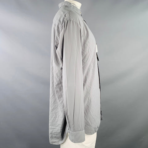 COMME des GARCONS Size XL Grey Distressed Polyester One pocket Long Sleeve Shirt